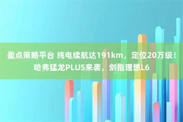 盈点策略平台 纯电续航达191km，定位20万级！哈弗猛龙PLUS来袭，剑指理想L6